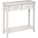 Console hina avec tagre bois blanchi l80cm - atmosphera createur dinterieur