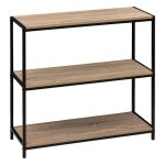Console en mdf ch�ne et m�tal noir - longueur 80 x hauteur 30 x profondeur 80 cm