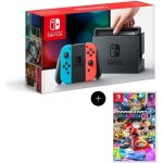 Console de salon - nintendo - switch - joy - con bleu n�on / rouge n�on - 32 go - mario kart 8 deluxe ...