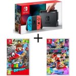 Console de salon - nintendo - switch - joy - con n�on - super mario odyssey - mario kart 8 deluxe