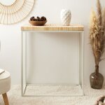 Console - home deco factory - rondin - authentique - industrielle - marron et blanc