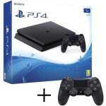 Console salon - sony - ps4 slim - 1000 go - noir - 2 manettes dualshock 4 incluses