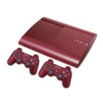 Console sony ps3 ultra slim 500 go rouge - 2 manettes sans fil dualshock 3 - pack