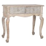 Console table en bois de manguier coloris naturel - blanc - longueur 91 x profondeur 42 x hauteur 81 ...