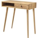Console - table dentre en chne massif huil - longueur 80 x hauteur 80 x profondeur 35 cm