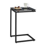 Relaxdays console en forme de c  glisser sous un meuble pour gain de place mtal & verre hlp : 60 x ...
