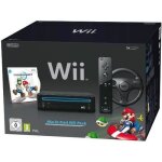 Console wii - nintendo - wii noire - mario kart inclus - t�l�commande wii plus - volant wii noir