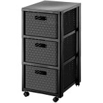 Conteneur � roulettes - rotho - country - 3 tiroirs - plastique sans bpa - anthracite