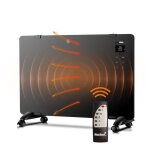 Convecteur en verre 2000 w - maxxhome - radiateur de salle de bain - cran tactile + lcd - noir