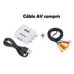 Convertisseur de ladaptateur vido hdmi vers rca vido composite av audio cvbs blanc