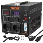 Convertisseur de tension - vevor - 110 v - 220 v 2000va avec 2 prises 50 - 60 hz 240 x 185 x 200 mm Convertisseur de tension - vevor - 110 v - 220 v 2000va avec 2 prises 50 - 60 hz 240 x 185 x 200 mm