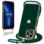 Coque de protection - proshop - pour iphone 13 pro - vert nuit - motif coeur - antichoc