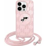 Coque crossbody - karl lagerfeld - karl & choupette - magsafe - rose - iphone 15 pro max