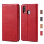 Coque galaxy a20e housse en cuir premium flip case portefeuille etui pour samsung galaxy a20e (rouge) ...