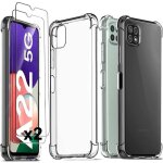Coque de protection - massilia tech - galaxy a22 5g - transparent - antichocs - 2 vitres verre tremp ...