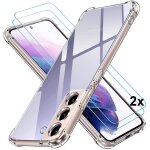 Coque - galaxy - s22 plus - silicone transparent - 2 vitres verre trempé - antichocs Coque - galaxy - s22 plus - silicone transparent - 2 vitres verre trempé - antichocs