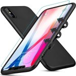 Coque etui - mp4 telecom - iphone x - vitre en verre tremp - plastique rigide - noir