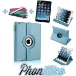 Coque ipad air 2 / 1 - phonillico - bleu ciel - rigide 360 - film plastique - stylet inclus