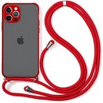 Coque iphone 11 pro - rouge - semi - transparente - lgre - rigide - cordon de serrage