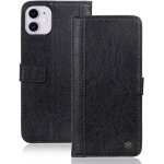 Coque iphone 12 - premium - cuir pu - portefeuille magn�tique - 2 porte cartes - support r�glable