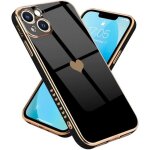Coque de protection - luxe - pour iphone 13 - noir galvanis� - motif coeur - antichoc