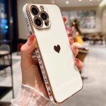Coque de protection - luxe - pour iphone 13 pro max - blanc - motif coeur - antichoc tpu