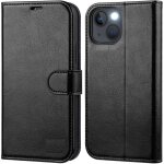 Coque de tlphone - massilia tech - iphone 14 plus - simili cuir noir - 3 emplacements cartes - semi ...