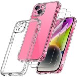 Coque iphone 15 plus + 2x [verre tremp� protection �cran] antichoc bumper avec coins renforc�s transparante ...