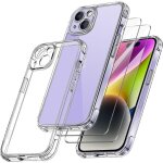 Coque iphone 15 + 2x [verre tremp protection cran] antichoc bumper avec coins renforcs transparante ...