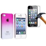 Coque iphone 5 / 5s - rose + 1 verre tremp�