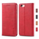 Coque iphone 8 housse en cuir premium flip case portefeuille etui pour iphone 8 (rouge)