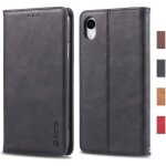 Coque iphone xr housse en cuir premium flip case portefeuille etui pour iphone xr (noir)