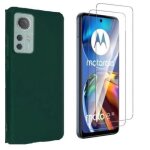 Coque pour motorola moto e13 + 2x verres tremp - etui housse silicone vert fonc vitre protection ecran ...