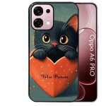 Coque noire pour oppo a6 pro 4g 5g motif chat et coeur prenom