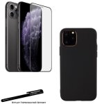 Coque de protection noir + verre trempé bords noir pour iphone 11 pro max avec stylet toproduits® Coque de protection noir + verre trempé bords noir pour iphone 11 pro max avec stylet toproduits®