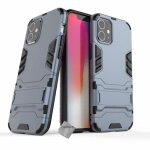 Coque rigide anti choc pour apple iphone 12 mini + film ecran - bleu fonce