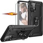 Coque rigide pour samsung a52 5g (65)avec verre coque noir anneau support protection qualit� bordure ...