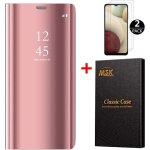 Coque samsung a12 + [2 pack] verre tremp miroir case avec stand flip protection pour samsung galaxy ...