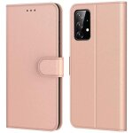 Coque pour samsung a52 (6. 5) rose porte - carte anti rayure portefeuille couleur unie effet cuir protection ...