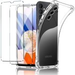 Coque pour samsung galaxy a14 4g / 5g + 2x [verre de protection] bumper souple silicone tpu transparent ...