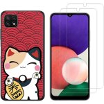 Coque pour samsung galaxy a22 5g et 2 protections �cran verre tremp� [chat porte - bonheur] novago�