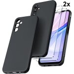 Coque - massilia tech - galaxy a25 - souple - noir - 2 vitres en verre tremp�