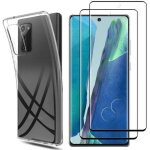Coque pour samsung galaxy note 20 et 2 verres trempe bord noir film protection ecran phonillico