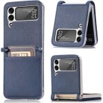 Coque samsung galaxy z flip 3 pu cuir fente pour carte support de téléphone - bleu Coque samsung galaxy z flip 3 pu cuir fente pour carte support de téléphone - bleu