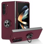 Coque pour samsung galaxy z fold 5 5g - housse etui rigide bague anti choc magnetique - rouge bordeaux ...