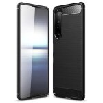 Coque sony xperia 1 iii - etui housse protection antichoc carbone tpu silicone noir