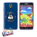 Coque souple violette pour samsung galaxy note 3 motif coffee addict