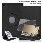 Coque pour tablette samsung galaxy tab a11 plus (11) / a9 plus avec film verre tremp� - cuir pu - rotation ...