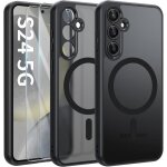 Coque pour t�l�phone - samsung - galaxy s24 - compatible magsafe - 2 vitres en verre tremp� - noir mat ...