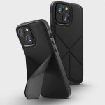 Uniq transforma coque iphone 13 compatible magsafe avec support pliable - noir protection 2m